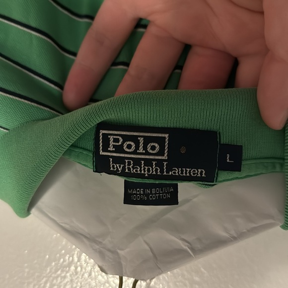 Polo Ralph Lauren - Large - Green Striped Collared Shirt - Picture 4 of 4